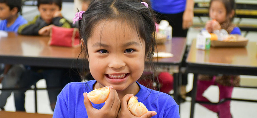 Student eating lunch at school.